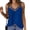 Blue, variant on Women Tops Sling Spaghetti Straps V-Neck Mesh Splicing Loose Drape Cut Vest Soft Fabric Summer Casual Tank Tops