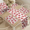 thumbnail image 2 of Ambesonne Glamour Table Runner & Placemats, Woman Lips Love Behind Bars, Placemat 4 pcs + Runner 16"x90", Scarlet White and Grey, 2 of 2