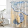 thumbnail image 6 of Coastal Shell Shower Curtain Set - Standard 72" x 72" Washable Bathtub Curtain with 12 Hooks, Blue Yellow Summer Beach Nautical Ocean Waterproof Fabric Stall Shower Curtains for Bathroom Décor, 6 of 6
