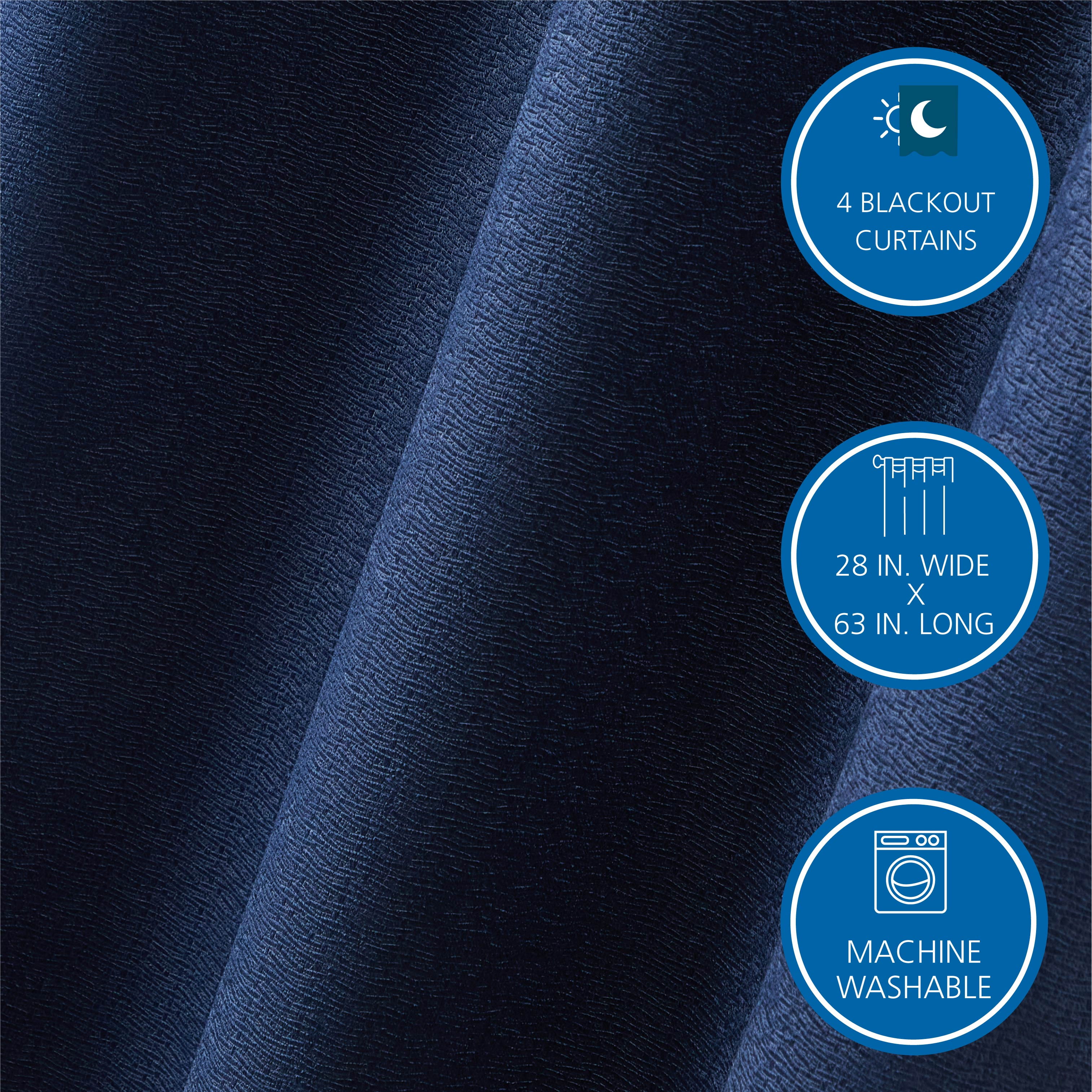 (4 pack) Mainstays 4 of a Kind Blackout Curtain Panels, Set of 4, Blue Cove, 28" W x 63" L