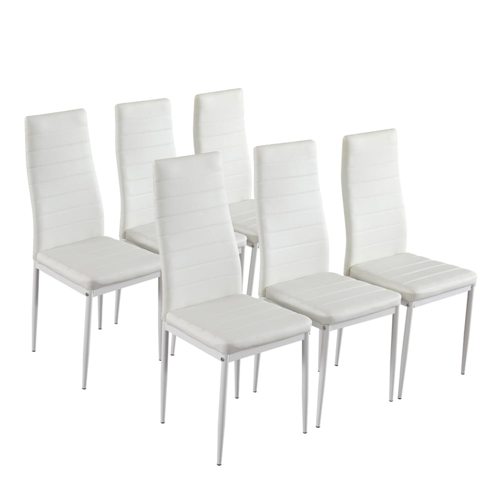 Kepooman Modern PU Dining Chairs Set of 6, Texture High Backrest Dining Chairs, kitchen Side Chairs for Kitchen Living Room Bedroom, White Kepooman Modern PU Dining Chairs Set of 6, Texture High Backrest Dining Chairs, kitchen Side Chairs for Kitchen Living Room Bedroom, White