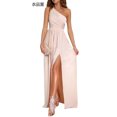 thumbnail image 5 of 2022 Europe and America Cross Border New Sexy Solid Color One Shoulder Hollow-out Halter High Waist Slit Extra Long Dress Women's Clothing, 5 of 6