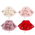 thumbnail image 4 of SILVERCELL Girl's Solid Color Thickened Lapel Collar Short Cape Winter Fuzzy Fluffy Shawl Coat for 0-48M Infant Toddler, 4 of 4