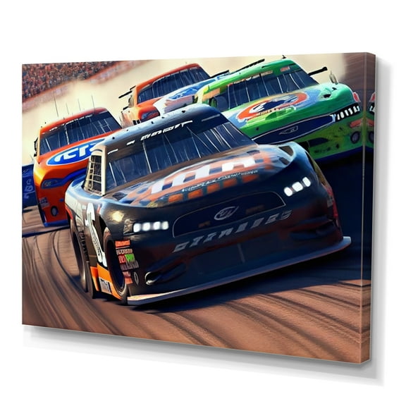 Designart Stock Car Racing Last Lap III Canvas Wall Art