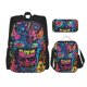 thumbnail image 1 of Disketp Neon Graffiti Urban Art Mochila Estampada de Gran Capacidad con Lonchera y Estuche, Set de 3 Piezas para Estudiantes, 1 of 7