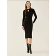 thumbnail image 2 of Ribbed Knit Midi Dress with  Choker Collar, 2 of 5