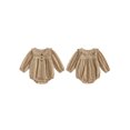 thumbnail image 2 of RUINIXCW Newborn Baby Girl Spring Fall Clothes Gingham Plaid Bubble Romper One Piece Outfit Ruffled Doll Collar  Long Sleeve Half Button Down Bodysuit Playsuit, 2 of 9