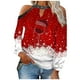 thumbnail image 1 of Mujeres otoño Navidad impreso linterna Sexy manga larga sin tirantes pulóver fuera del hombro blusa camiseta Tops Fridja FKASFK6019, 1 of 4