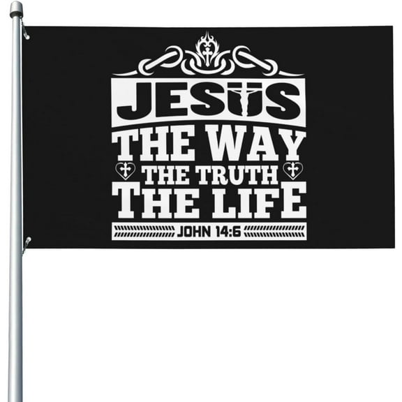 3x5 Ft Jesus The Way Truth And The Life Flag Banner Gift For Christian Flag Christ Faith Flag Bible Verse Flag Inspirational Scripture Quotes Flag For Outdoor With Metal Eyelets No Flagstand