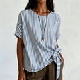 thumbnail image 6 of Annhoo Striped Blouses for Women Crew Neck Side Tie Knot Short Sleeve Top Loose Lightweight Comfy Beach Shirts, 6 of 6