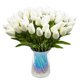 thumbnail image 1 of 30Pcs Realistic Artificial Tulip Flowers Bouquet in White - Soft PU Latex Decorative Flowers for Home & Wedding Decor, 1 of 5
