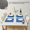 thumbnail image 6 of Blue Frame Placemats Set of 6 - Heat Resistant Non-Slip Place mats for Dining Table, Washable Durable PVC Vinyl Woven Table Mats（Blue Frame, 6）, 6 of 6