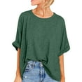 thumbnail image 2 of Funicet Women Oversized T-Shirt Summer Casual Short Sleeve Loose Tee Tops Green S, 2 of 7