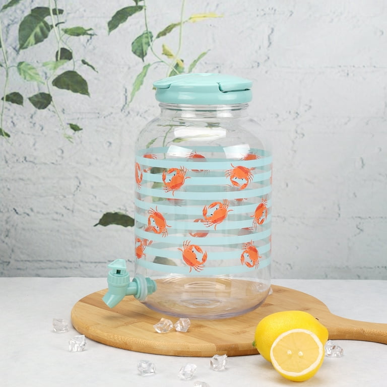 Mainstays Acrylic 1.2 Gallon Beverage Dispenser with Crab Pattern