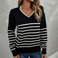 thumbnail image 7 of biudgviw Striped Sweater for Womens Trendy V Neck Long Sleeve Pullover Tops Loose Winter Warm Soft Knitted Tunic Shirts, 7 of 7