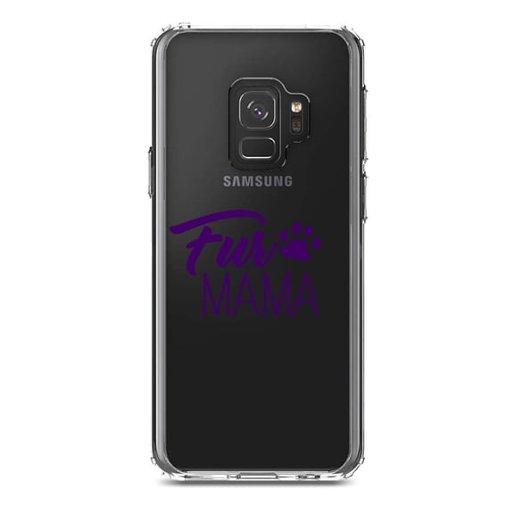 DistinctInk Clear Shockproof Hybrid Case for Samsung Galaxy S9 (5.8" Screen) - TPU Bumper Acrylic Back Tempered Glass Screen Protector - Fur Mama - Dog Paw