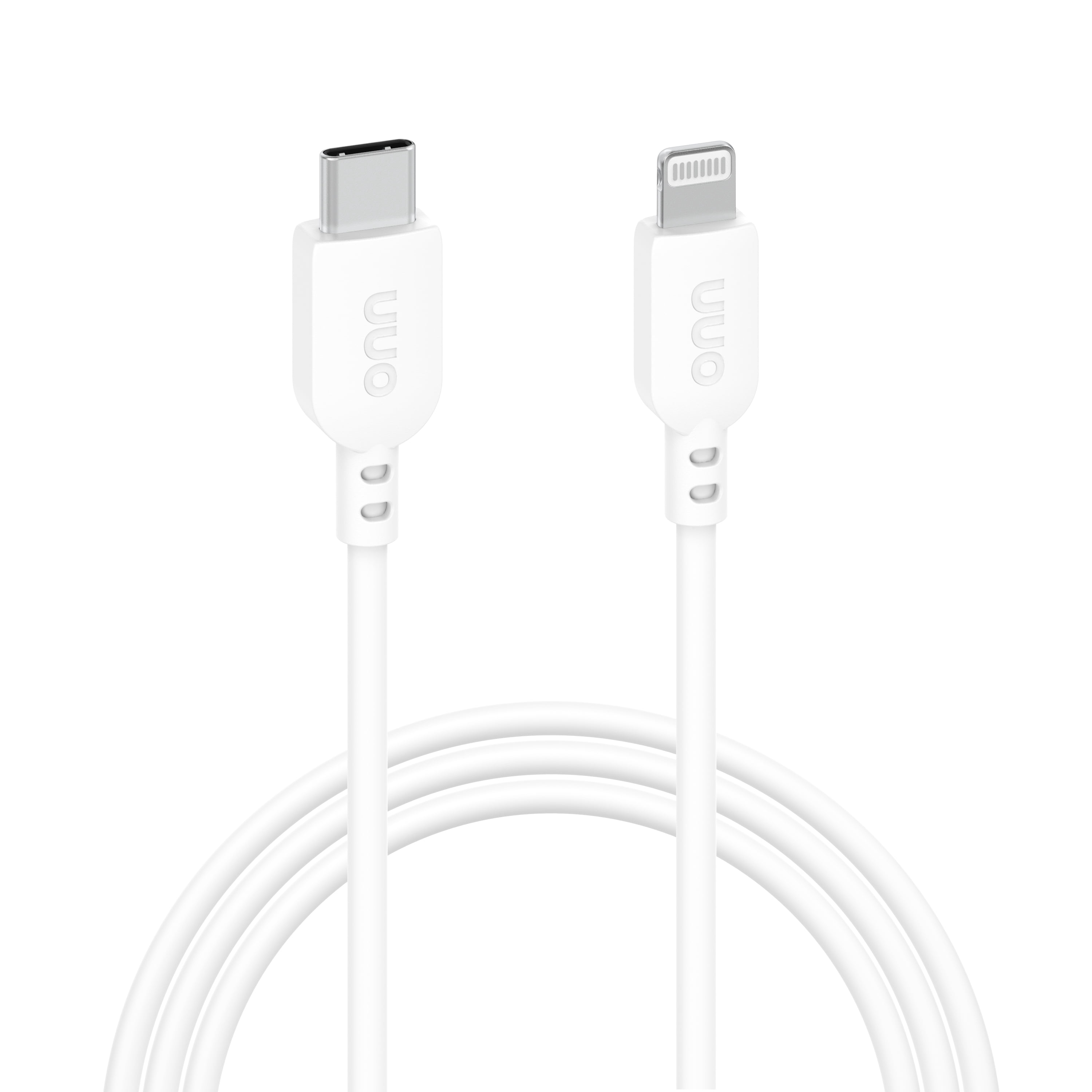onn Lightning to USB-C Charging and Data Cable for iPhone, iPad, 3 ft, White