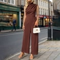 thumbnail image 2 of Women's Wide Leg Jumpsuit Mock Neck Cap Sleeve Elegant Dressy Casual Outfit, 2 of 6