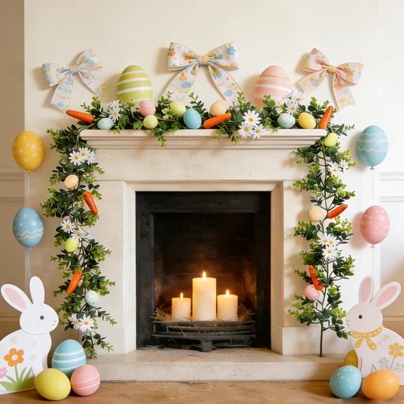 Easter Eggs Decorations Outdoor Garland Vines Door Decorations Spring Branches and Leaves Floral Decor Home Decor Patio Porch Accents