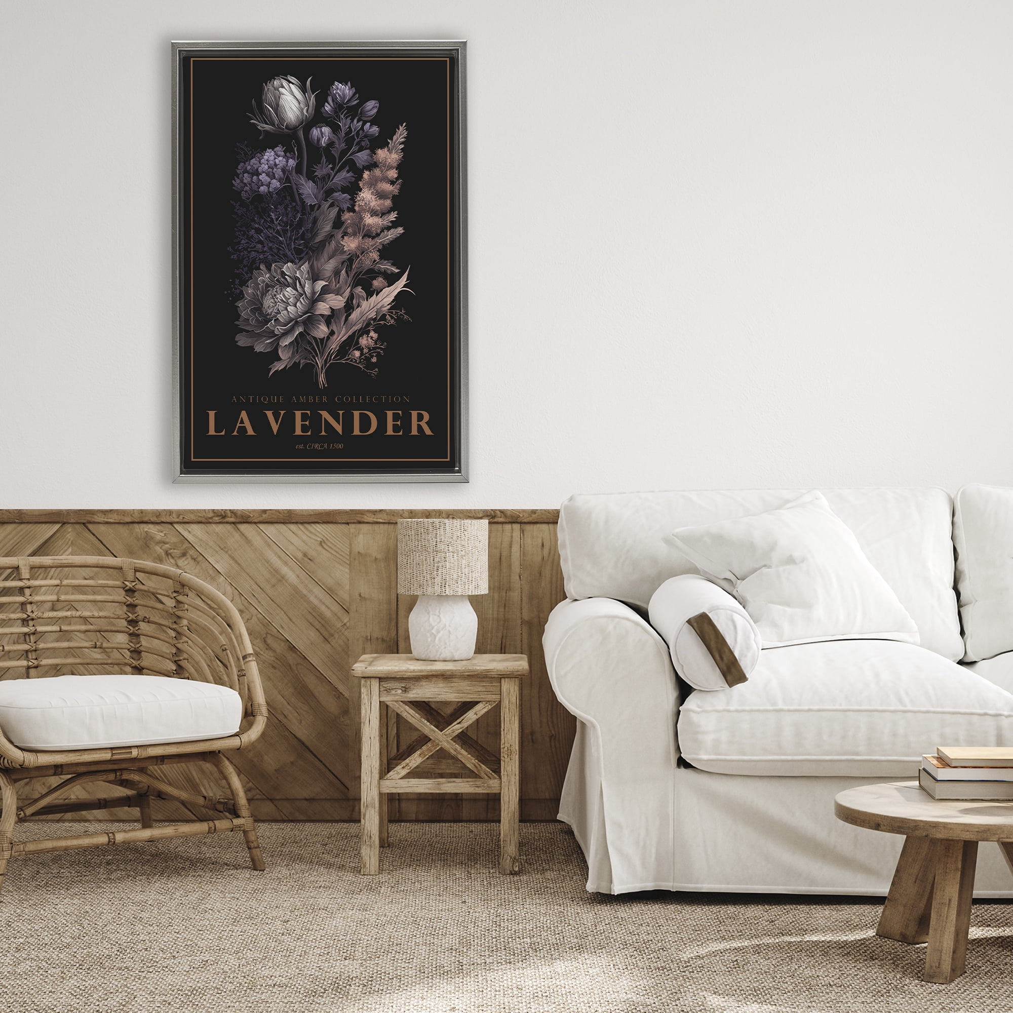 Stupell Industries Antique Lavender Light Gray Framed Floater Canvas Wall Art, design by Chris Giampietro