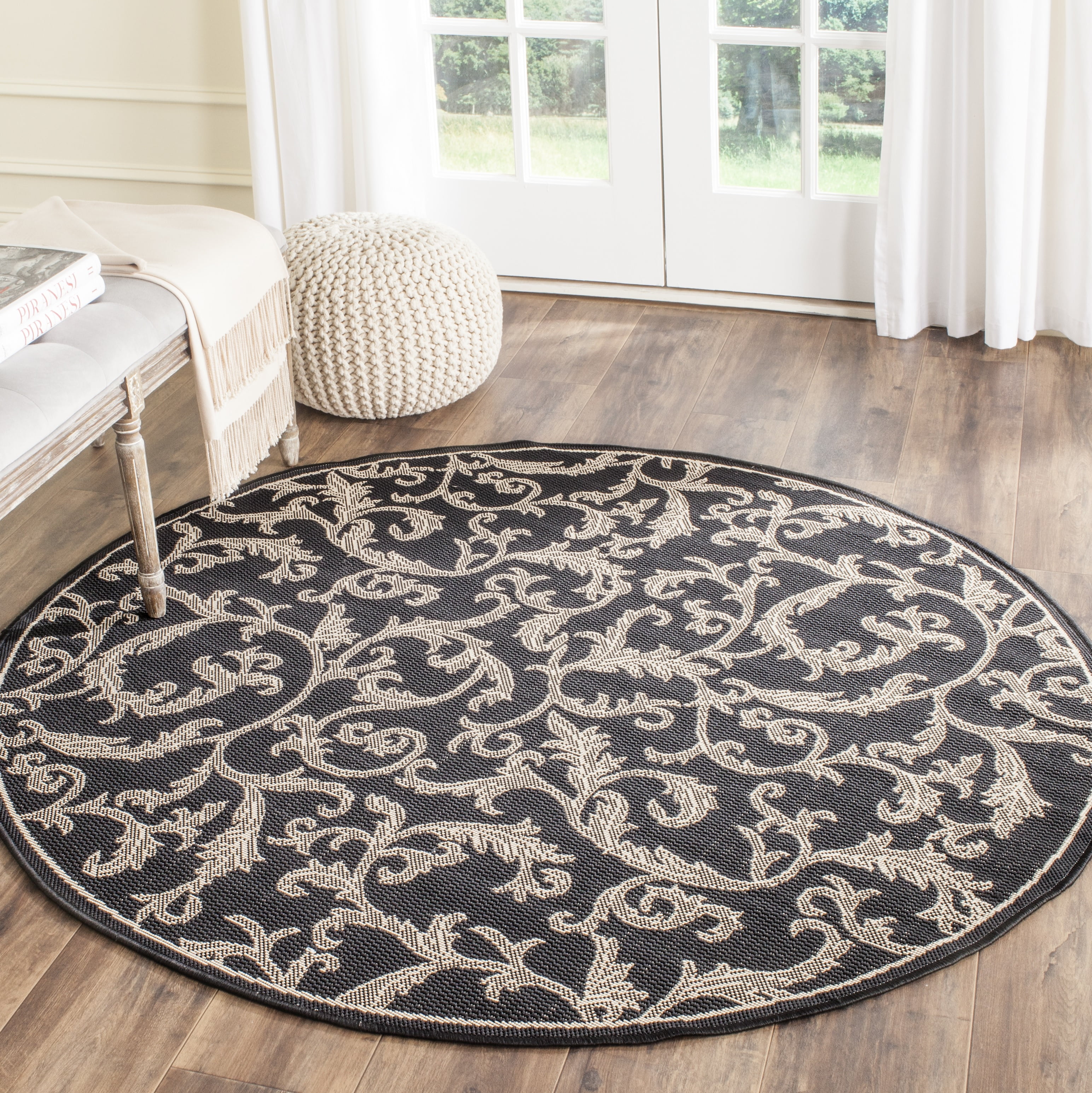 SAFAVIEH Courtyard Kevin Floral Indoor/Outdoor Area Rug, 7'10" x 7'10