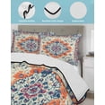 thumbnail image 4 of Boho Orange Blue Full Size Down Alternative Comforter, Lightweight Comforter Quilt Bedding Set with Pillow Shams Ethnic Vintage Boho Geometric Art All Seasons Bed Comforter Duvet Insert 78"x90", 4 of 7