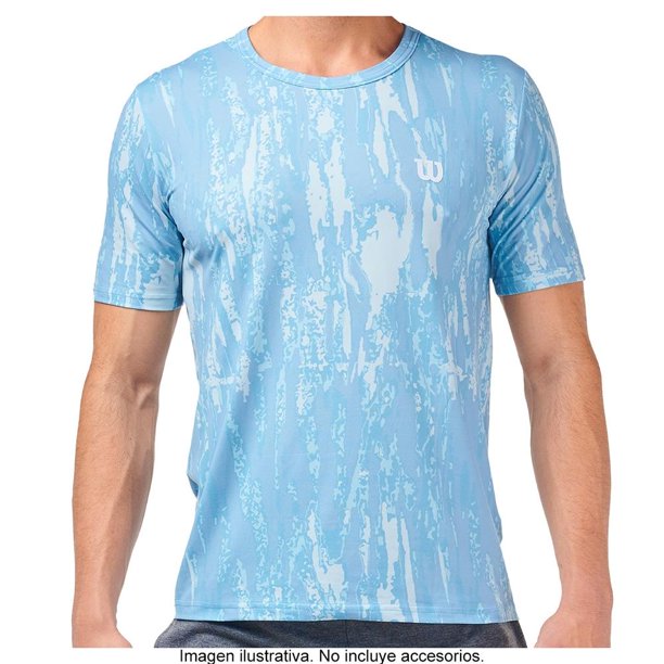 Playera Rayada Wilson Para Hombre Aqua Talla G