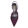 thumbnail image 3 of FSJ Women Graceful Kitten Low Heels Studded Rhinestone Mesh Pumps Pointed Closed Toe Elastic Strap Slingback Sandals Wedding Shoes Size 12 Purple, 3 of 4