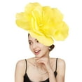 thumbnail image 4 of UJNDER Elegant Women's Headband With Flower for Tea Parties and Weddings Featuring Mesh and Feathers Yellow, 4 of 5