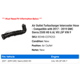 thumbnail image 2 of Air Outlet Turbocharger Intercooler Hose - Compatible with 2017 - 2019 GMC Sierra 2500 HD 6.6L V8 L5P VIN Y 2018, 2 of 2