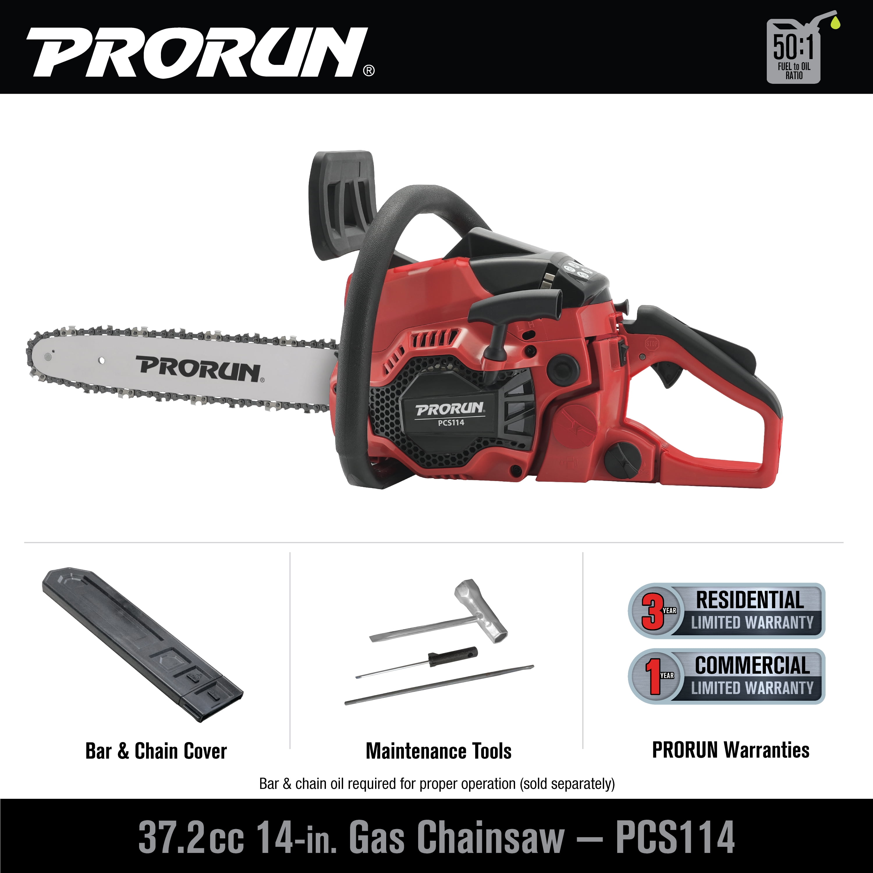 PRORUN 14-in. 37.2cc 2-Cycle Gas-Powered Chainsaw
