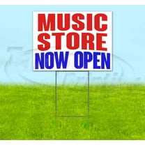 Music Store Now Open (18" x 24") Yard Sign, Includes Metal Step Stake