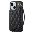 thumbnail image 6 of Wallet Cover for iPhone 15 with Detachable Wrist Strap, Credit Card Slots Holder Magnetic Snap Back PU Leather Kickstand Phone Case for iPhone 15 Girls Women, Black, 6 of 8