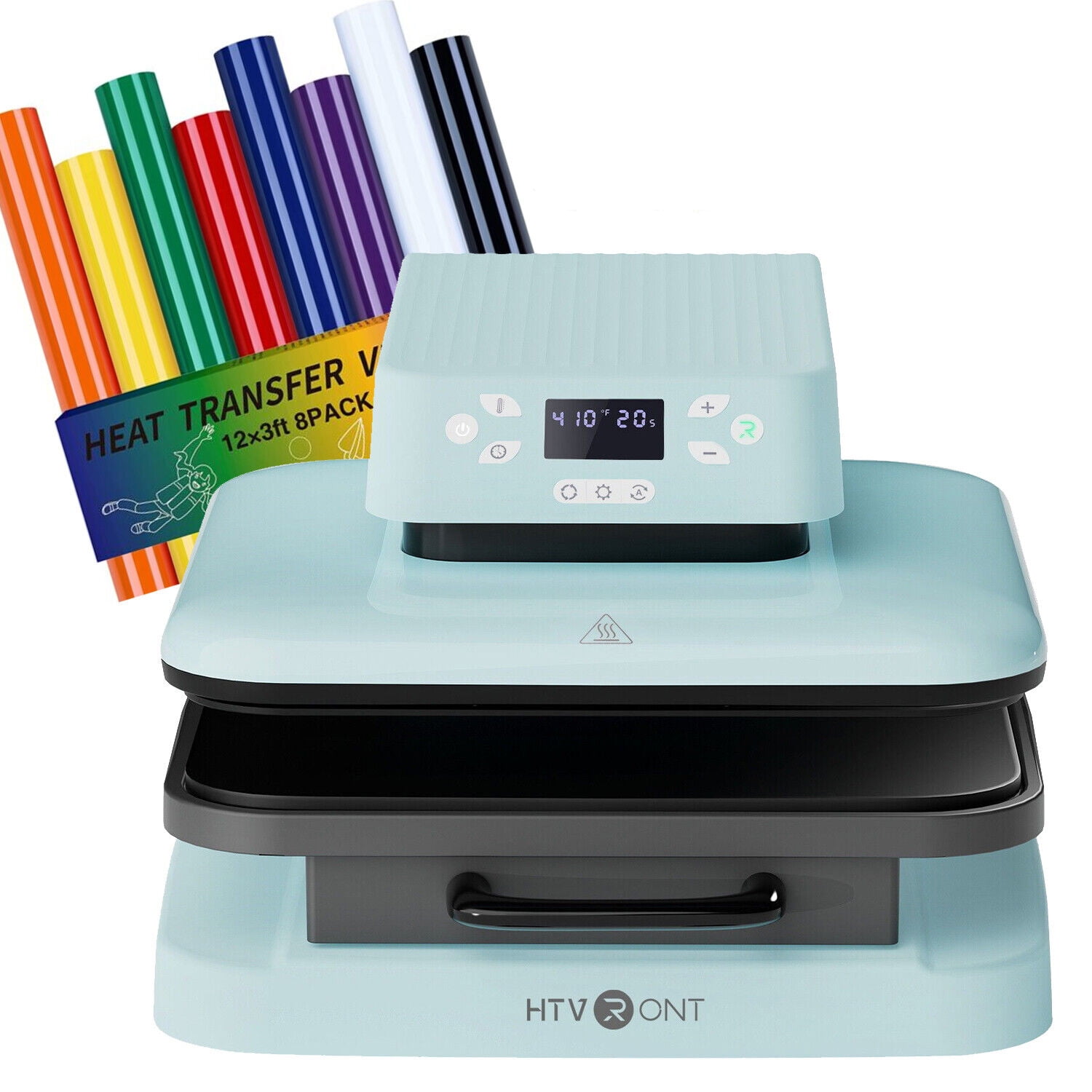 HTVRONT 15x15 Tshirt Auto Heat Press Machine and 8 Pack 12" x 3FT Heat