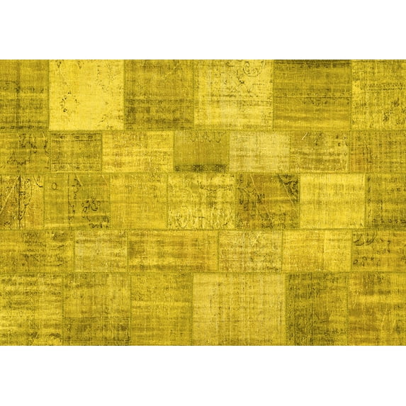 Ahgly Company Indoor Rectangle Patchwork Yellow Transitional Area Rugs, 5' x 8'