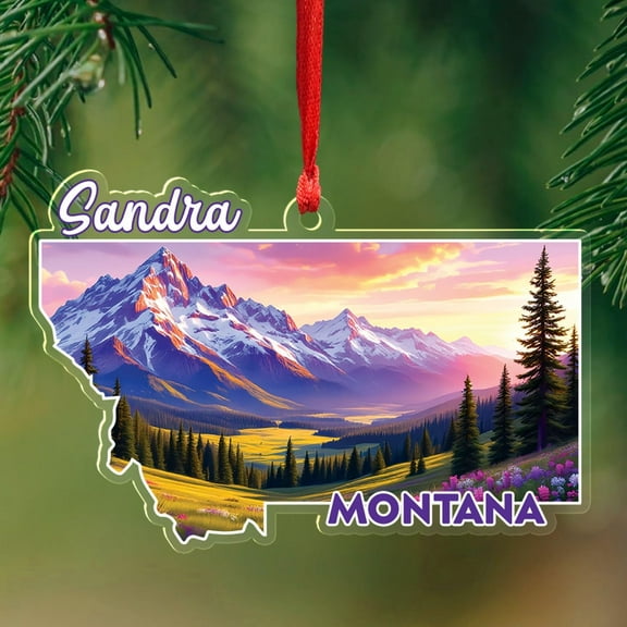 Montana State Map Christmas Tree Ornament 2025, Custom Montana State 2D Acrylic Ornament, United States Themes and Landmarks Christmas Ornaments Personalized, USA Souvenir Keepsake Gift for Family