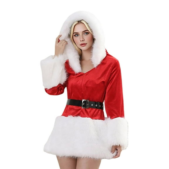 oqasdz Christmas Dresses for Women Adult Christmas Outfit with Belt Elegant Dress for Holiday Celebrations and Festive Events