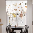 thumbnail image 4 of Watercolor Flower Tie Up Curtain 63 Inches Long, Rustic Butterfly Plant Balloon Style Kitchen Window Curtain Over Sink, Small Window Rod Pocket Curtain 46"x63", 4 of 9