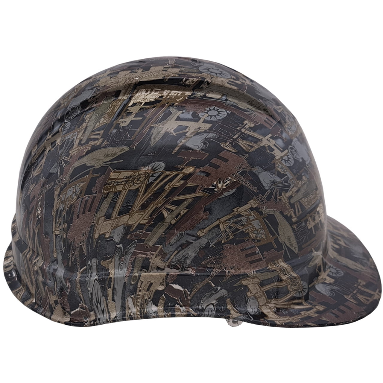 Oilfield Camo White Hydro Dipped Hard Hats Cap Style with 4 Pt Suspension
