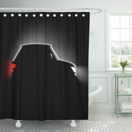 KSADK SUV Realistic Off Road Car Iin The Dark in Spotlight is Side Black Hide Night Bathroom Shower Curtain 60x72