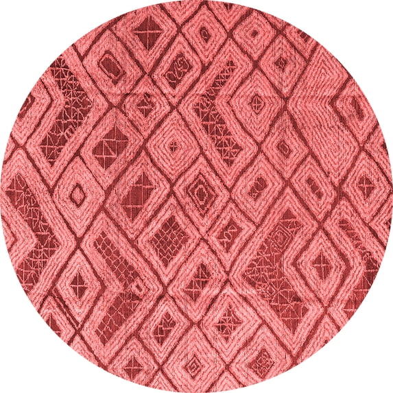Ahgly Company Indoor Round Abstract Red Modern Area Rugs, 8' Round