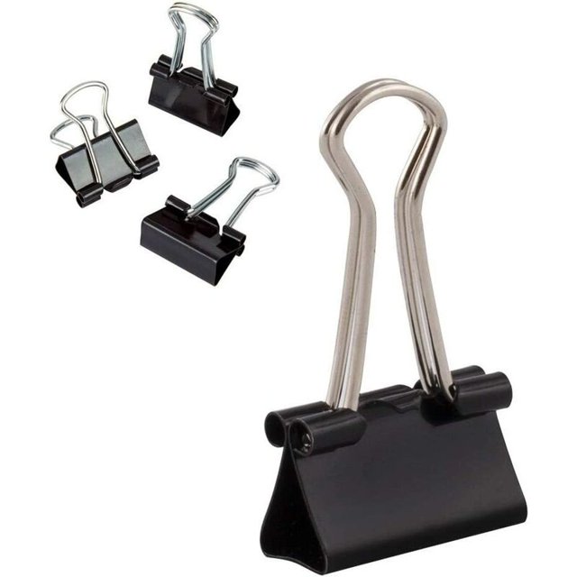 - Juego de 24 clips para documentos - 32 mm - Caja de clips de papel multifunción - Clips para carpetas - Clip de papel de metal para notas - Papel de carta - Clip para suministros de oficina - Negro
