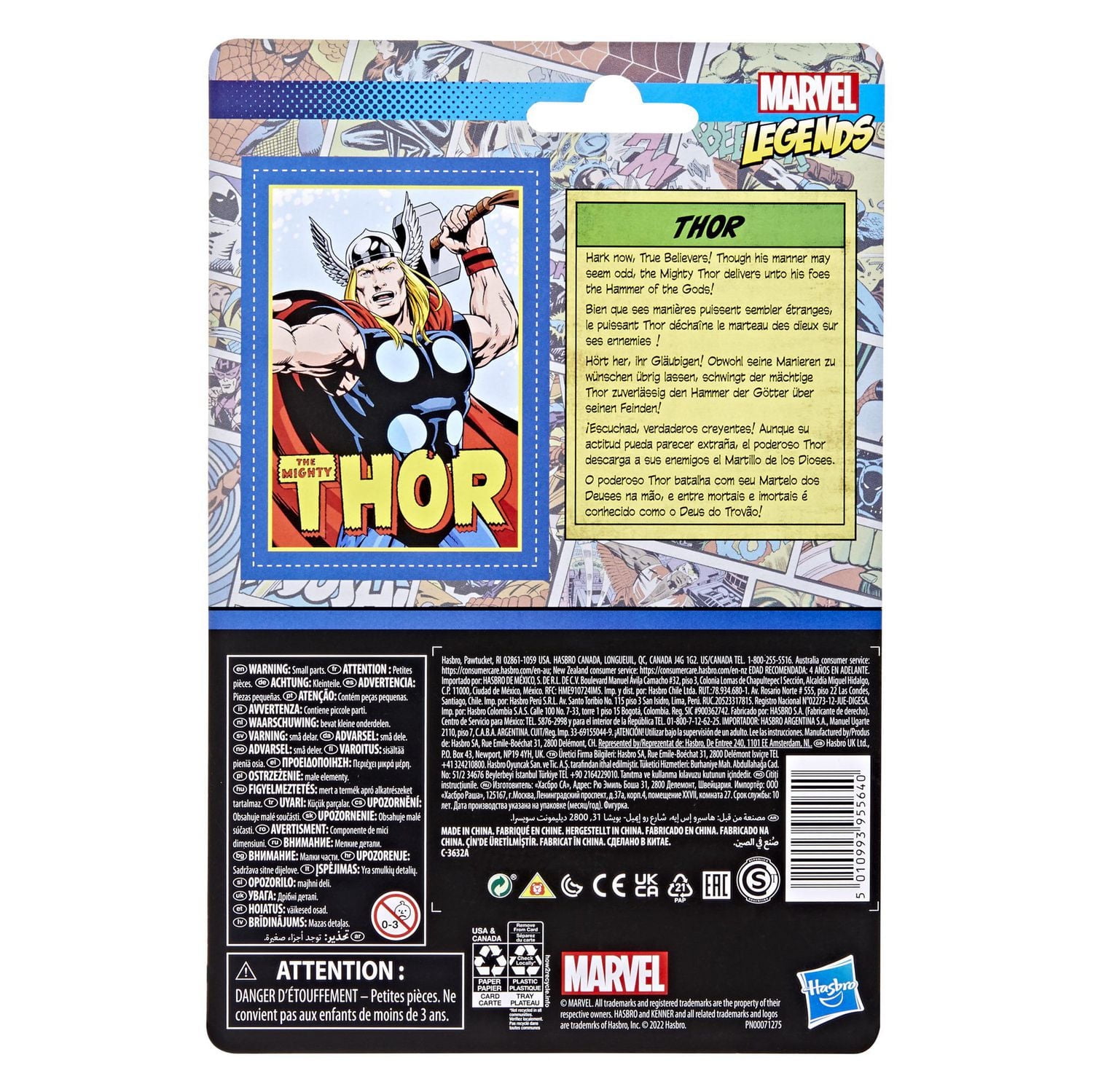 Hasbro Marvel Legends Series Retro 375 Collection, figurine Thor de 9,5 cm, 1 accessoire