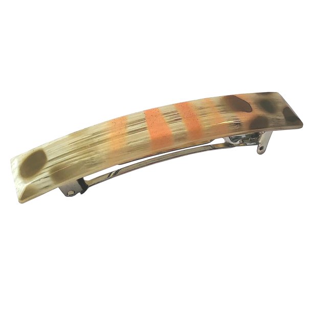 Parcelona French Elite Bar Marfil Beige Melocotón Pequeño 2 1/4 "" Pintado a mano Celuloide Automático Robusto Clips para el cabello Pasador para mujeres y niñas Hecho en Francia
