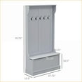 thumbnail image 2 of Hall Tree with Storage Bench, 3-in-1 38” Entryway Organizer with 4-Hook Coat Rack & Shoe Storage | Gray | Coat Racks, 2 of 10