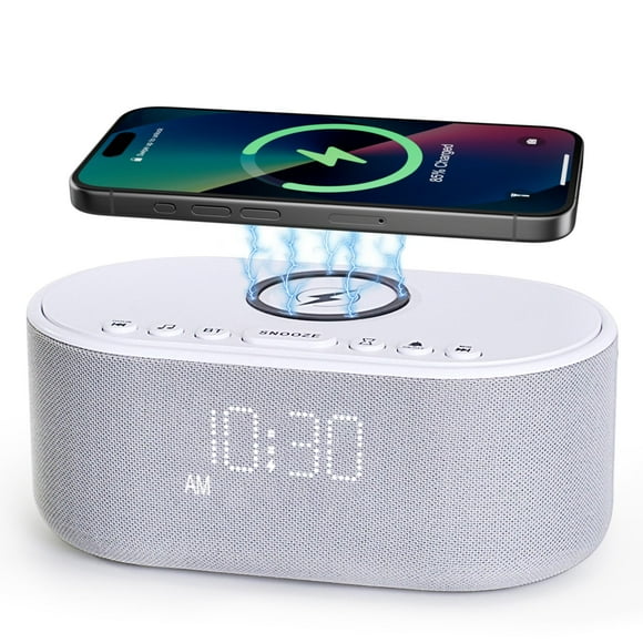Reloj despertador Sound Machine con cargador inalámbrico Odokee White