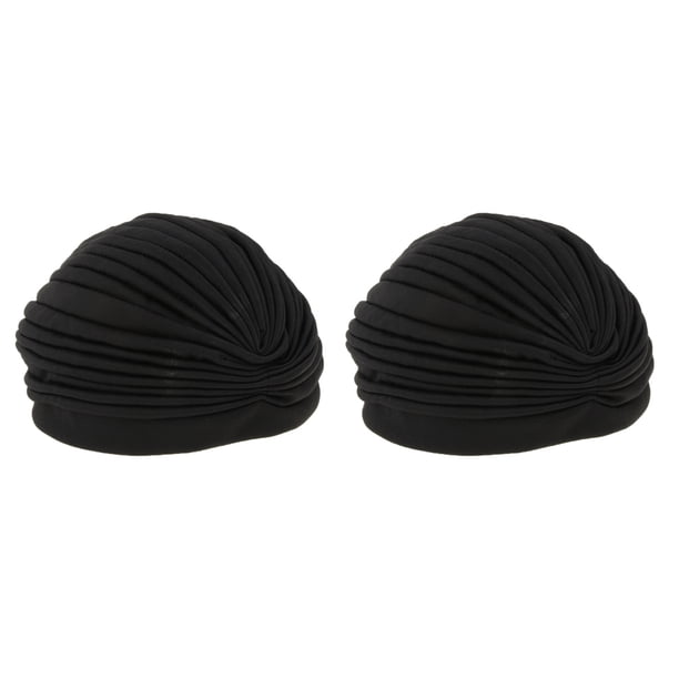 Turbante indio sólido para mujer, bandana para quimioterapia Negro