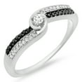 thumbnail image 1 of Dazzlingrock Collection 0.26 Carat (ctw) Sterling Silver White And Black Diamond Twisted Promise Bridal Ring 1/4 CT, Size 6.5, 1 of 1