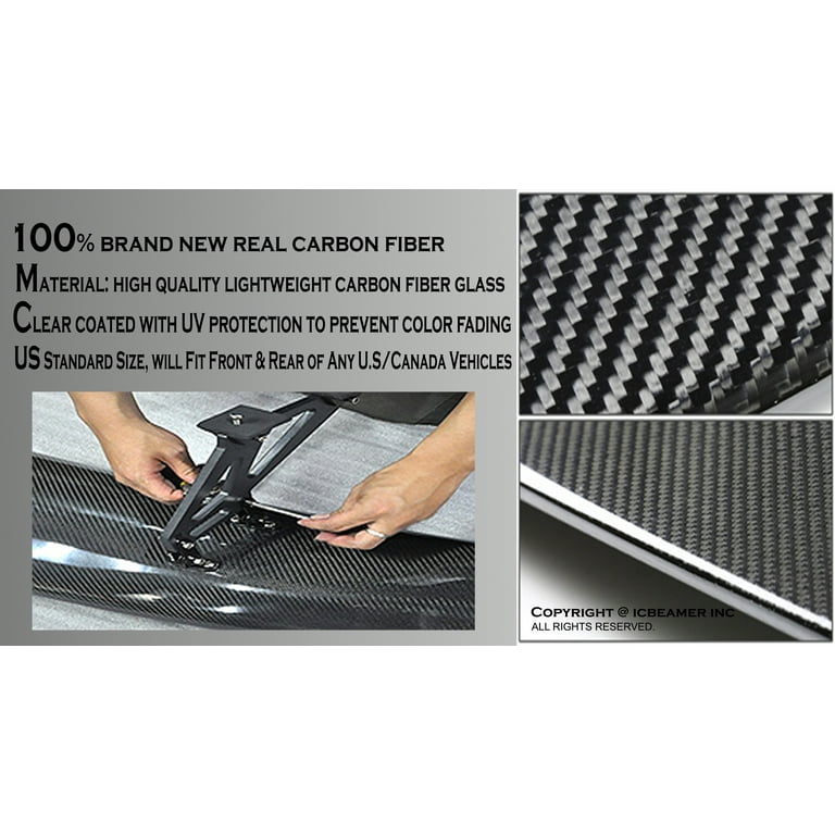 ICBEAMER Universal Fit Real Carbon Fiber GT Wing Rear Weatherproof  Adjustable Trunk Deck Spoiler with Accessories Kit (57 Length / 7 Bracket  Height)