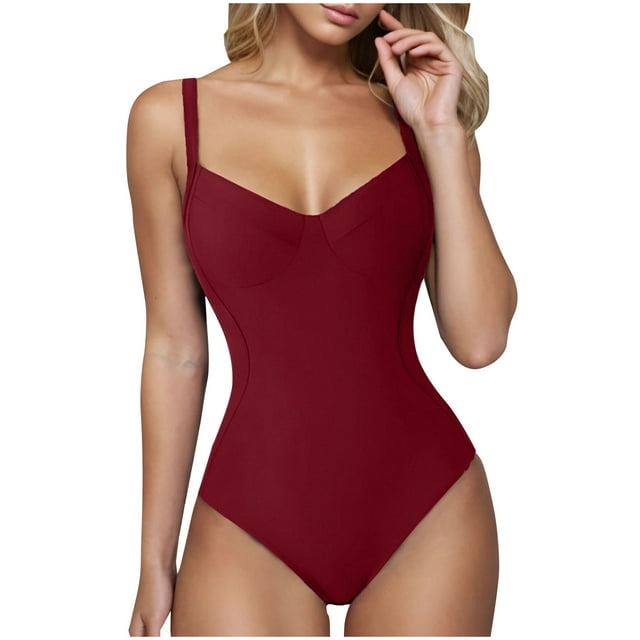 KIHOUT Women Slimming Tummy Control One Piece Swimsuits V Neck Crisscross Back Bathing Suit for Beach Pool Party